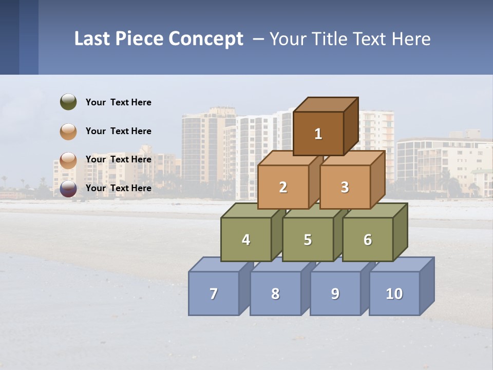 A Sandy Beach With Buildings In The Background PowerPoint Template