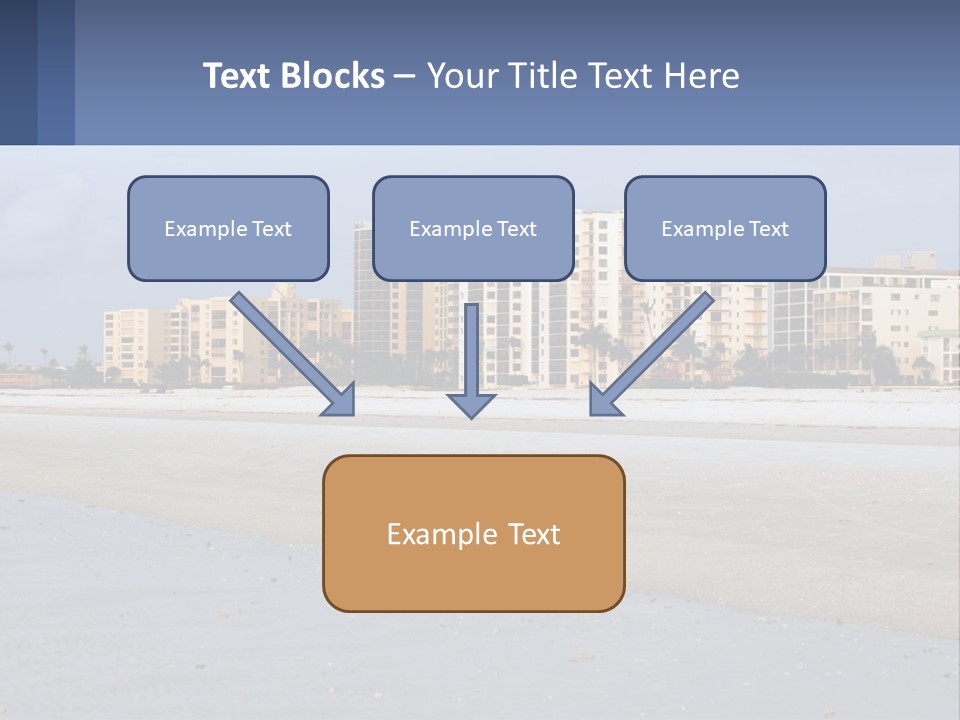 A Sandy Beach With Buildings In The Background PowerPoint Template