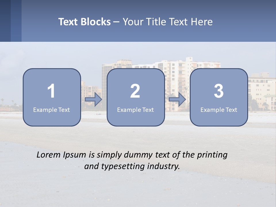 A Sandy Beach With Buildings In The Background PowerPoint Template
