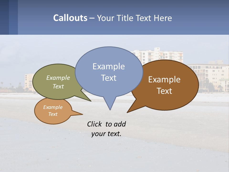 A Sandy Beach With Buildings In The Background PowerPoint Template