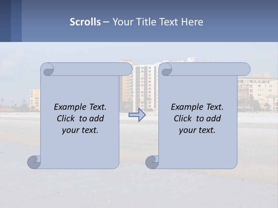 A Sandy Beach With Buildings In The Background PowerPoint Template