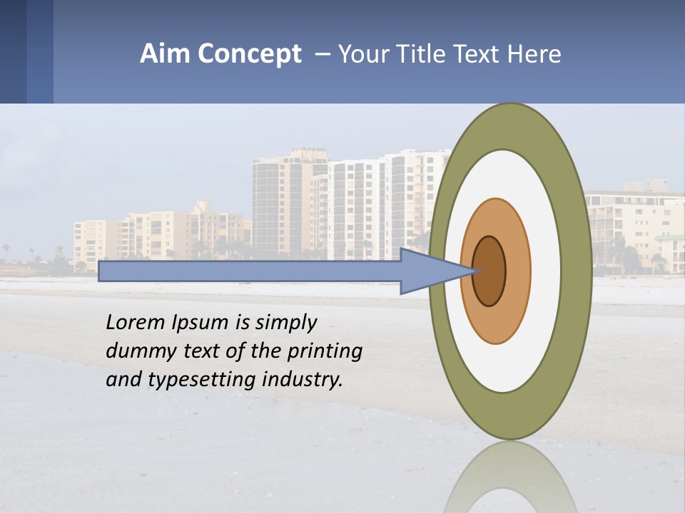 A Sandy Beach With Buildings In The Background PowerPoint Template