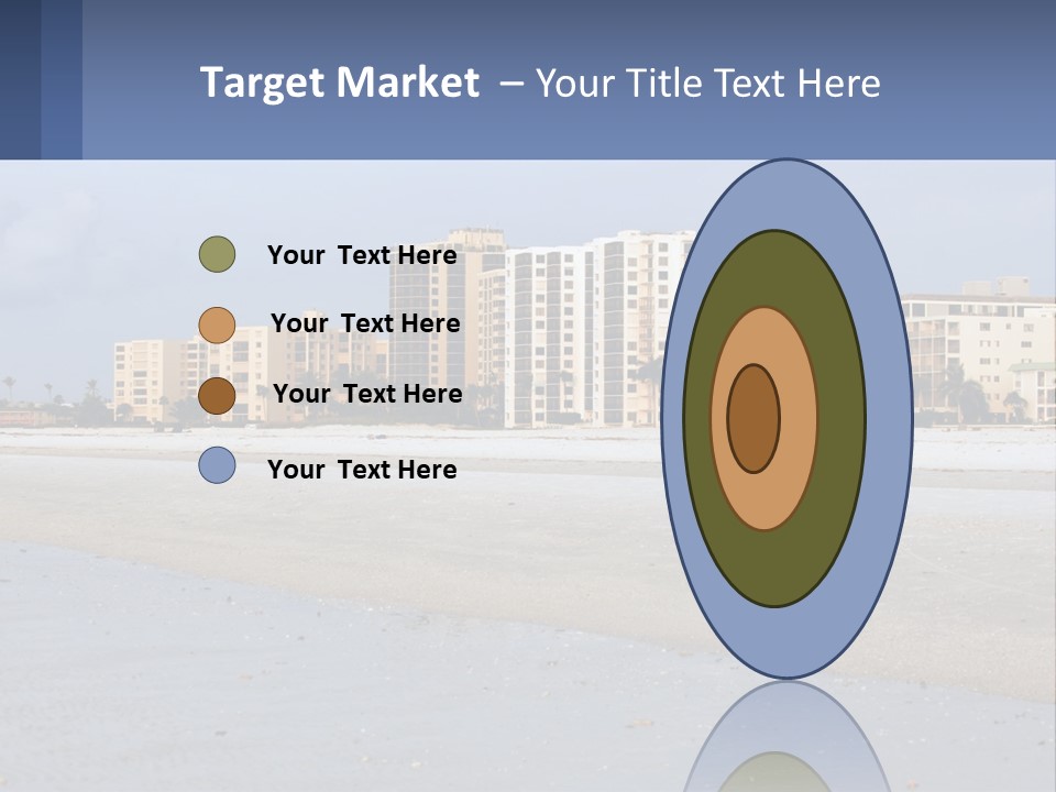 A Sandy Beach With Buildings In The Background PowerPoint Template