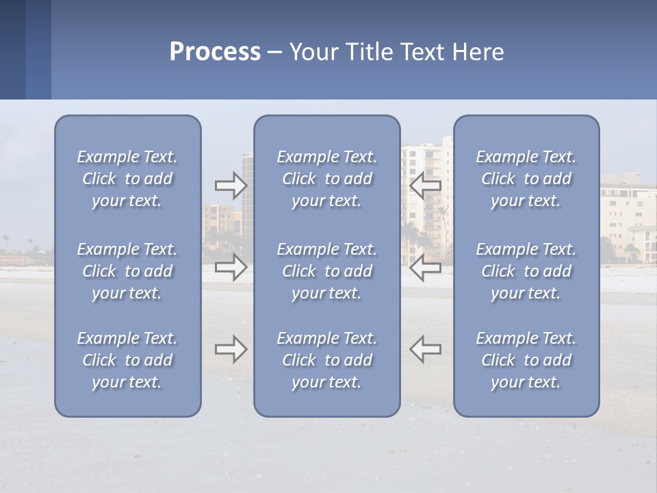 A Sandy Beach With Buildings In The Background PowerPoint Template