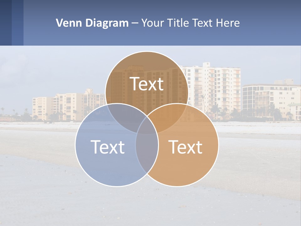 A Sandy Beach With Buildings In The Background PowerPoint Template