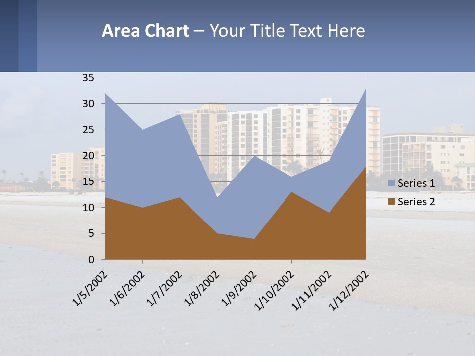 A Sandy Beach With Buildings In The Background PowerPoint Template