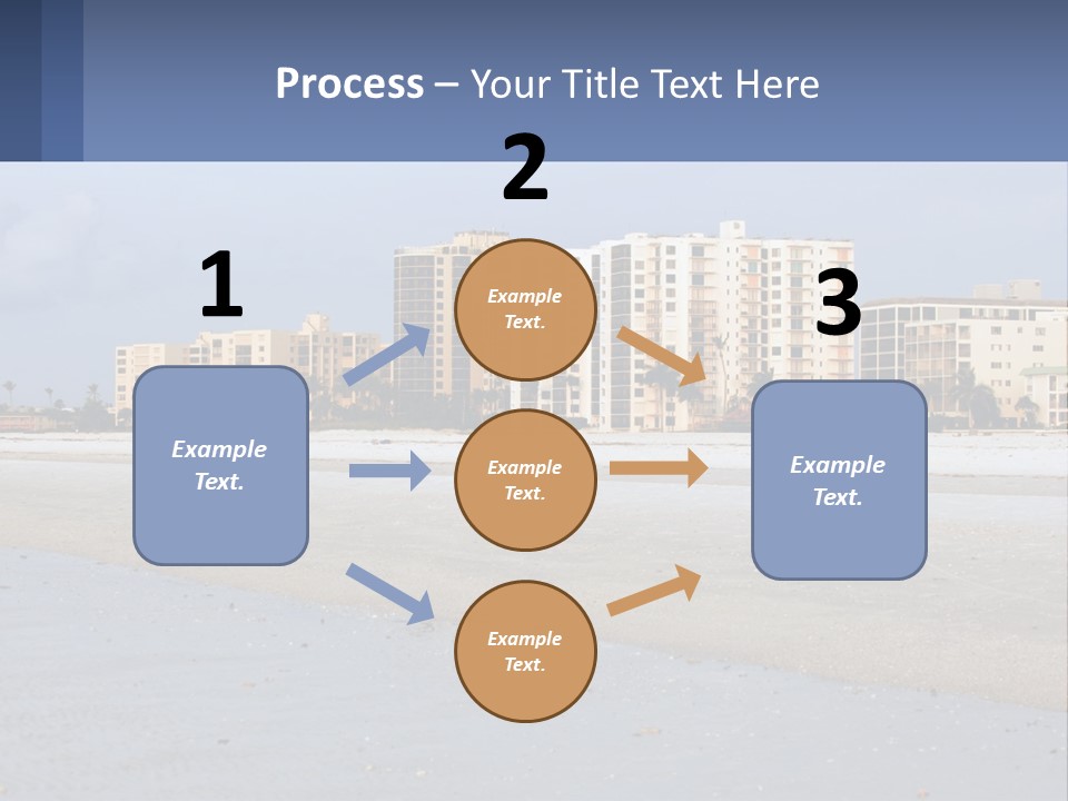 A Sandy Beach With Buildings In The Background PowerPoint Template