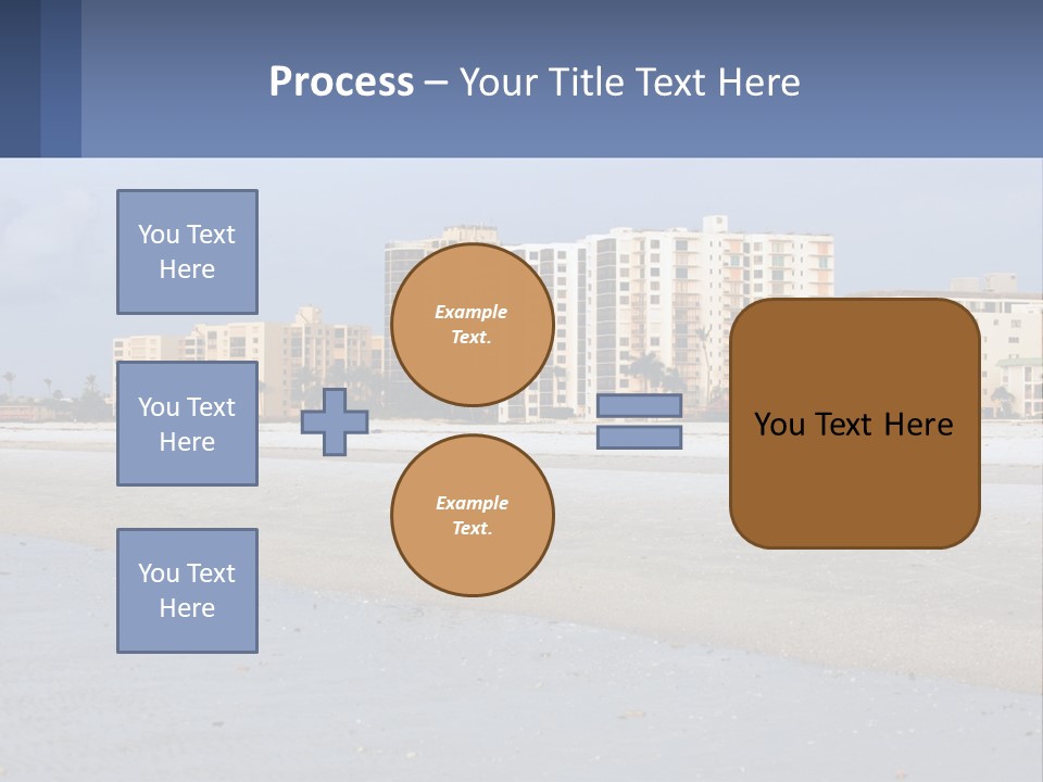 A Sandy Beach With Buildings In The Background PowerPoint Template