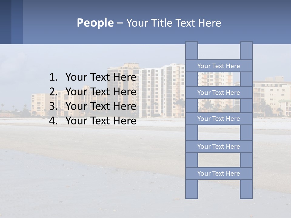 A Sandy Beach With Buildings In The Background PowerPoint Template