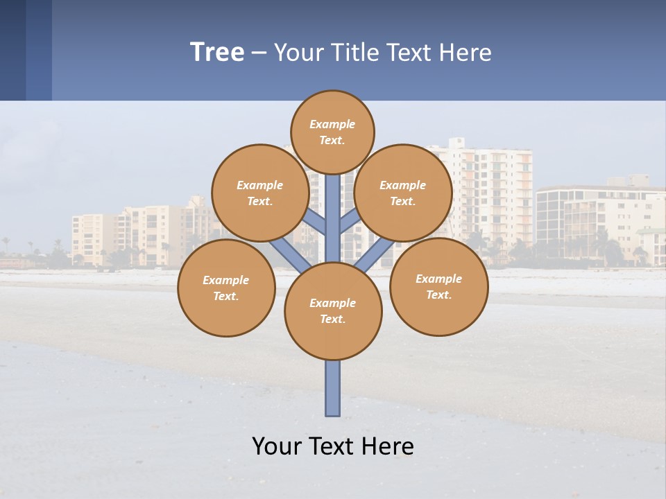 A Sandy Beach With Buildings In The Background PowerPoint Template