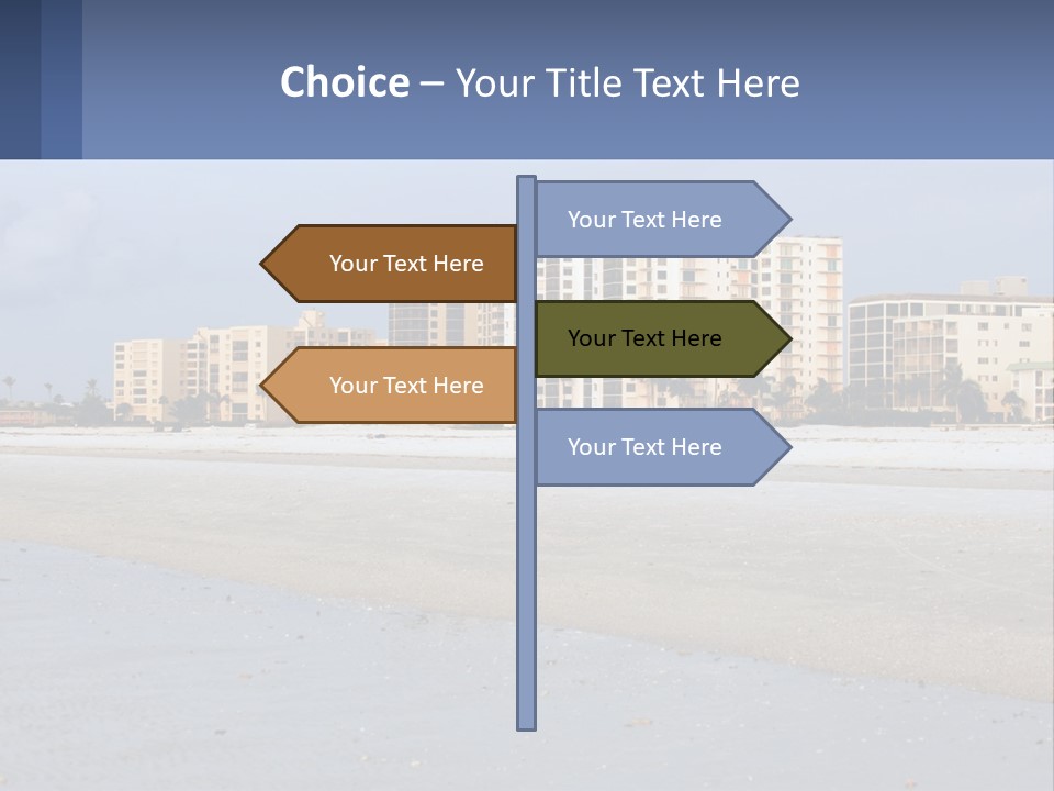 A Sandy Beach With Buildings In The Background PowerPoint Template