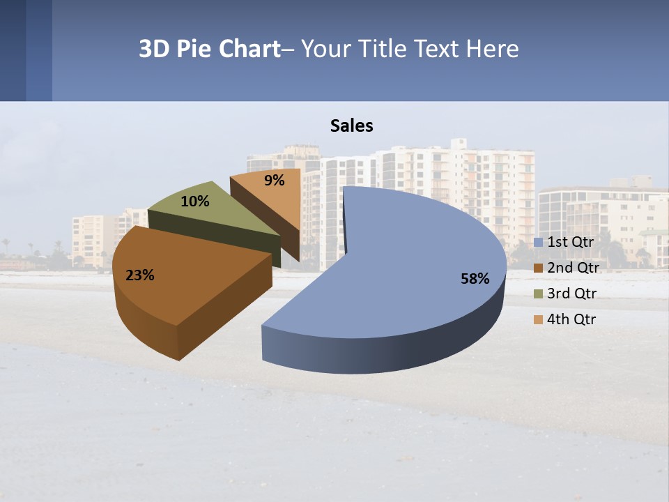 A Sandy Beach With Buildings In The Background PowerPoint Template