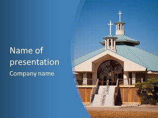 A Church With A Cross On Top Of It PowerPoint Template