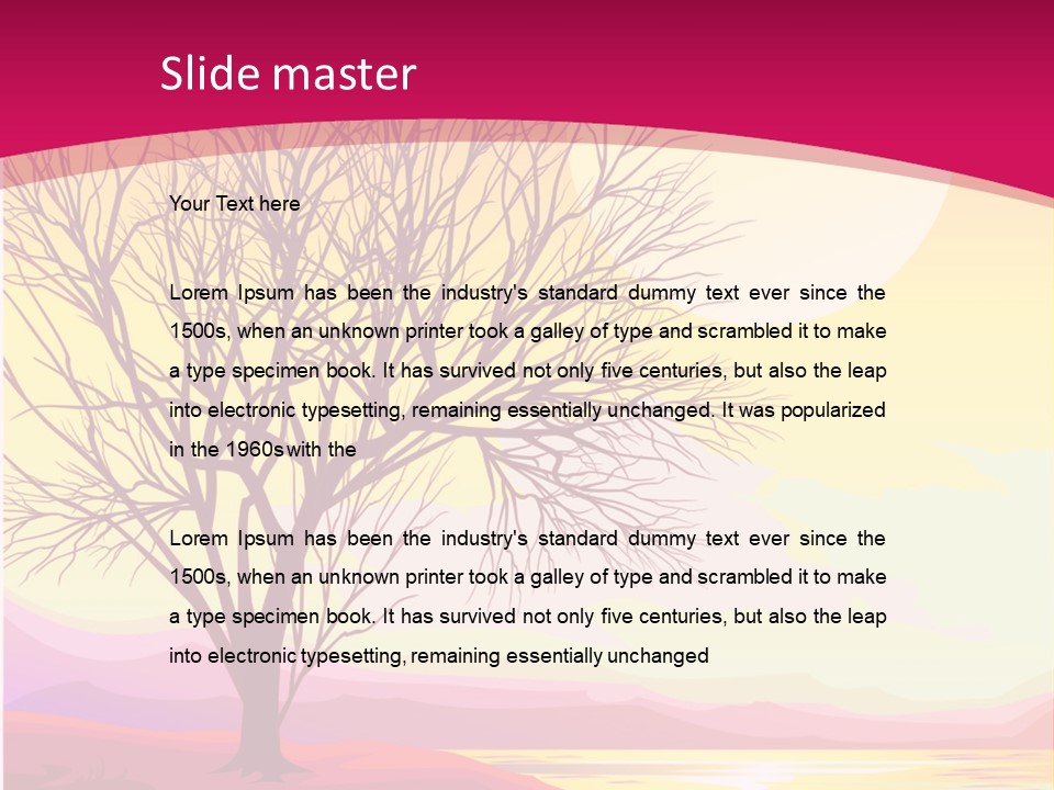 A Beautiful Sunset With A Tree In The Foreground PowerPoint Template