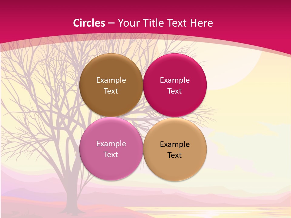 A Beautiful Sunset With A Tree In The Foreground PowerPoint Template