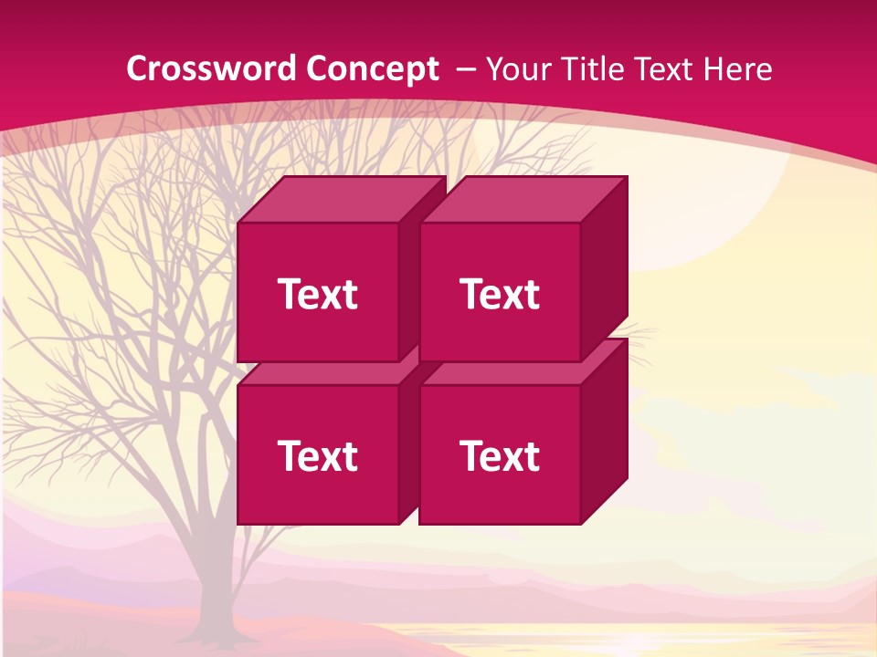 A Beautiful Sunset With A Tree In The Foreground PowerPoint Template