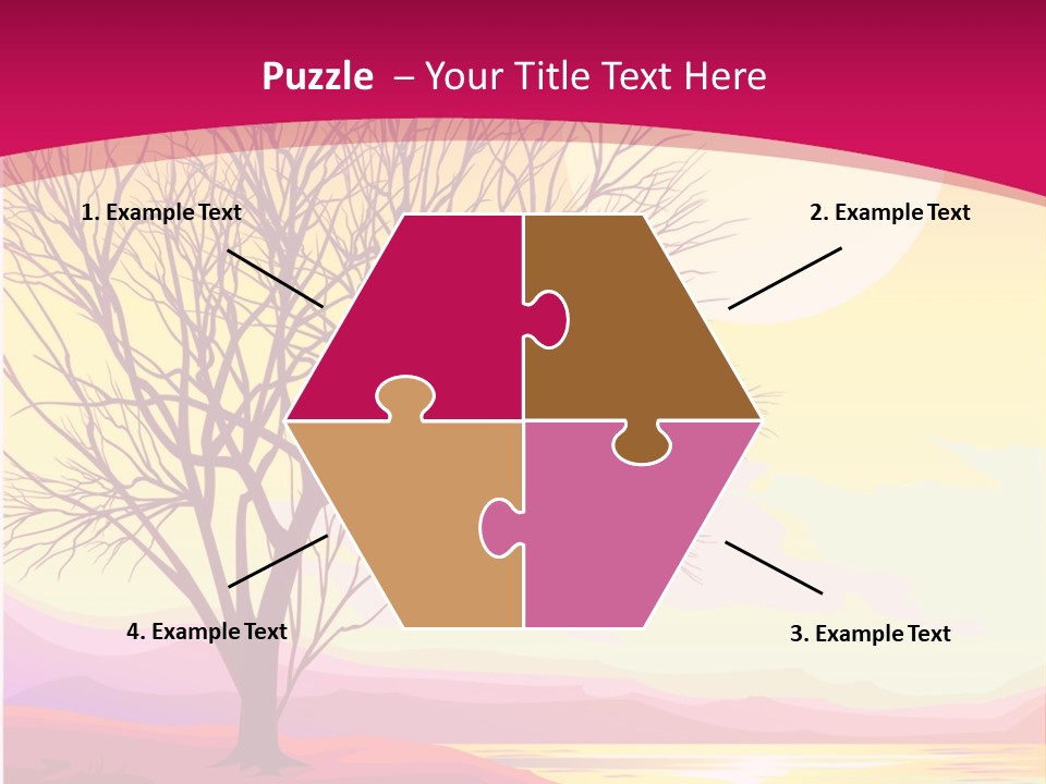 A Beautiful Sunset With A Tree In The Foreground PowerPoint Template