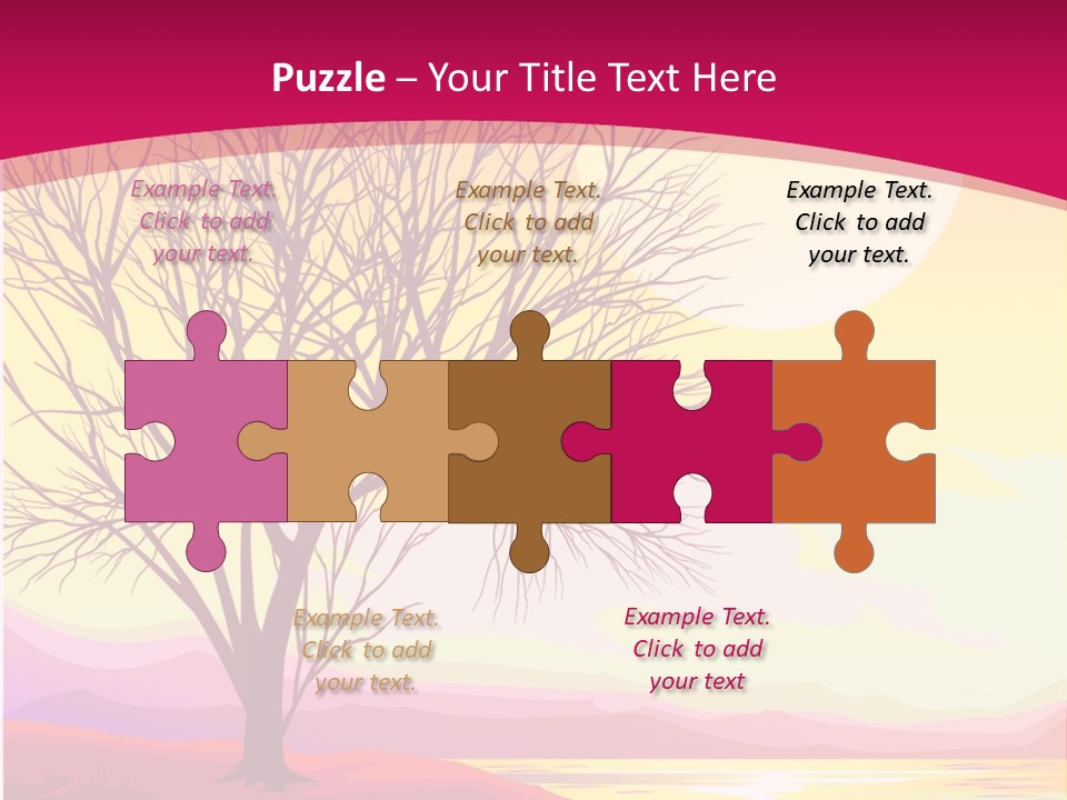 A Beautiful Sunset With A Tree In The Foreground PowerPoint Template