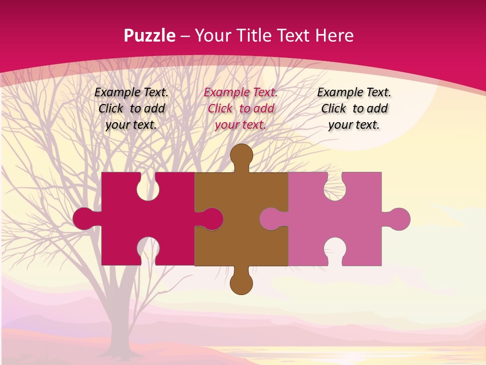 A Beautiful Sunset With A Tree In The Foreground PowerPoint Template