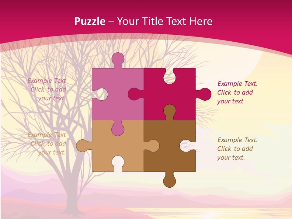 A Beautiful Sunset With A Tree In The Foreground PowerPoint Template