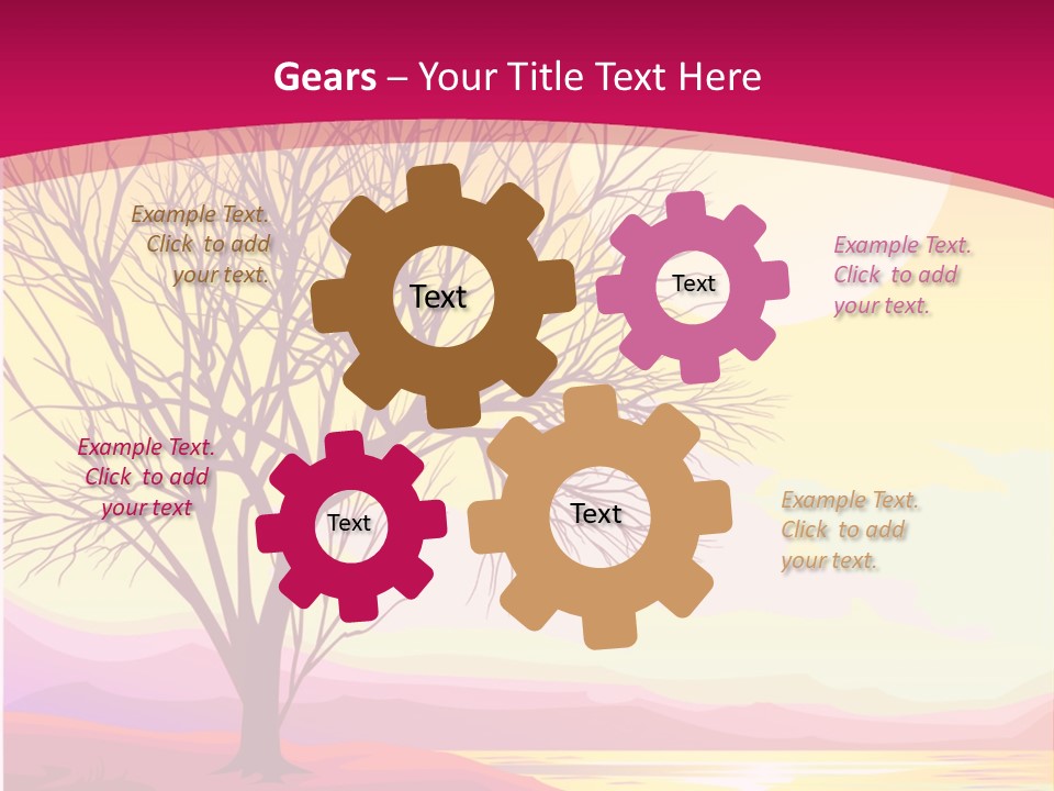 A Beautiful Sunset With A Tree In The Foreground PowerPoint Template