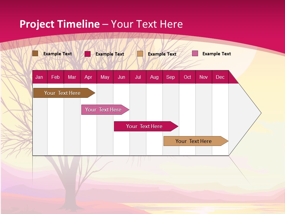 A Beautiful Sunset With A Tree In The Foreground PowerPoint Template