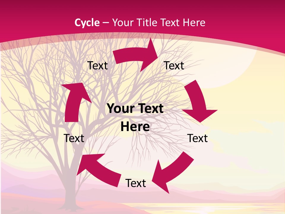 A Beautiful Sunset With A Tree In The Foreground PowerPoint Template