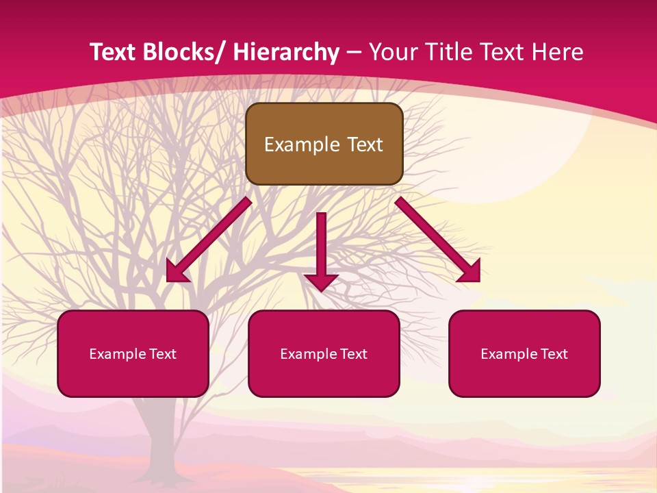 A Beautiful Sunset With A Tree In The Foreground PowerPoint Template