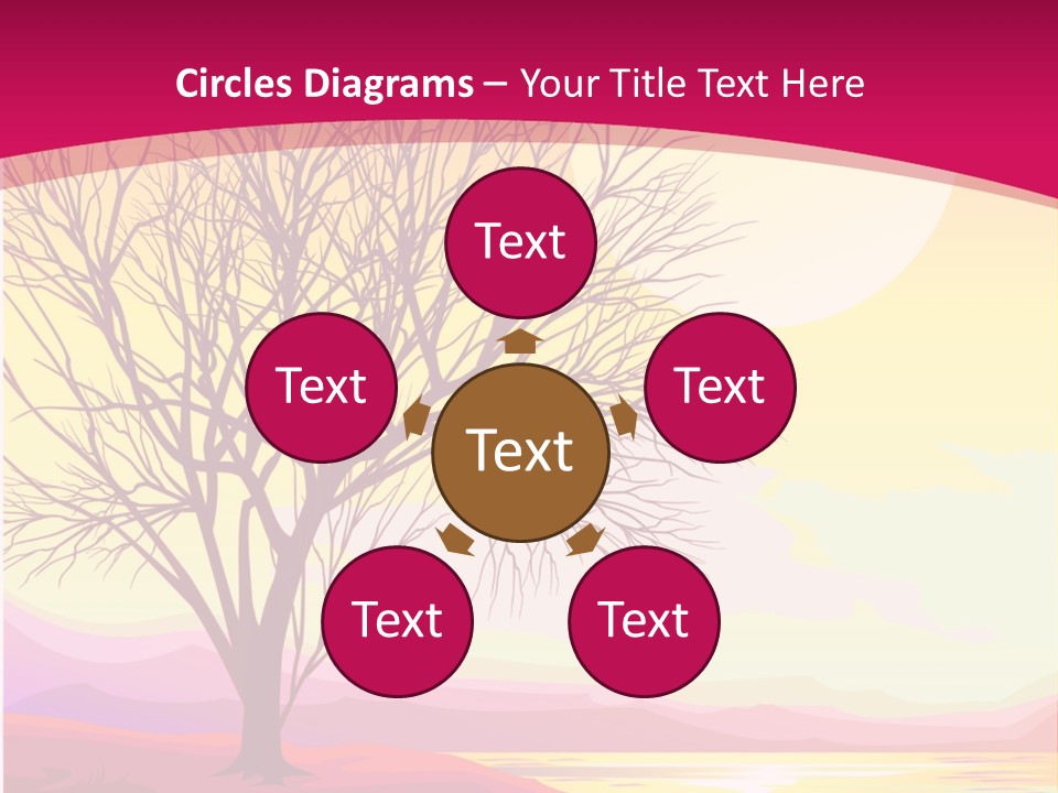 A Beautiful Sunset With A Tree In The Foreground PowerPoint Template