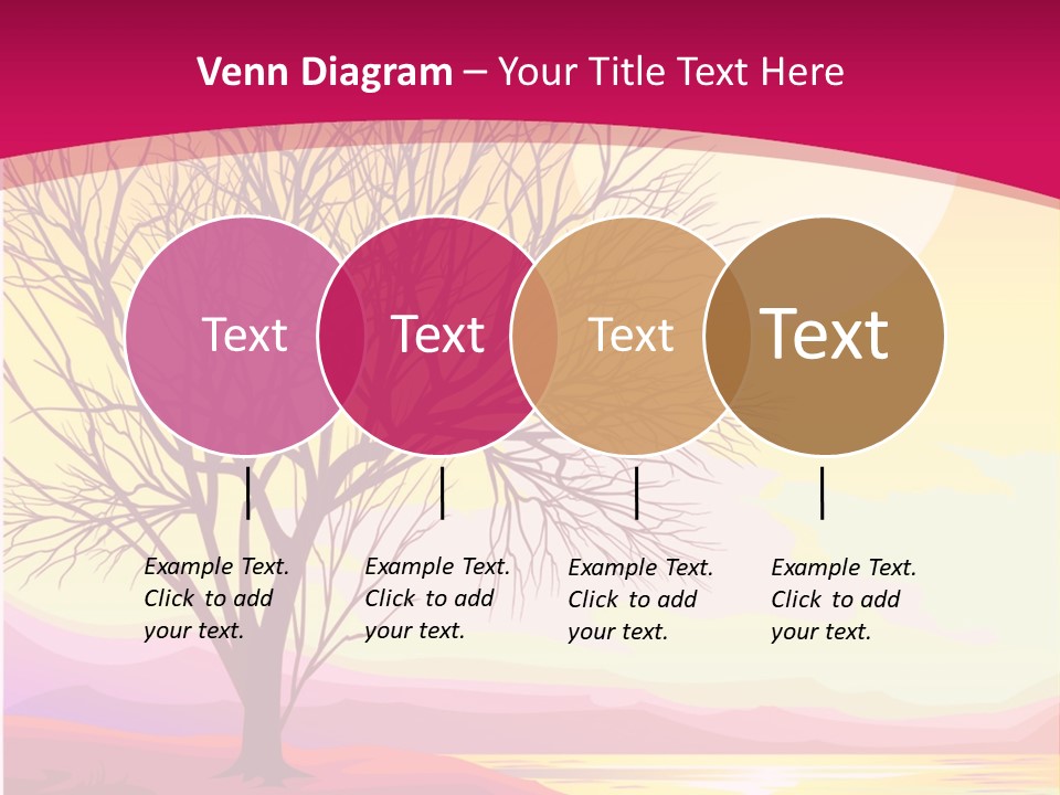 A Beautiful Sunset With A Tree In The Foreground PowerPoint Template