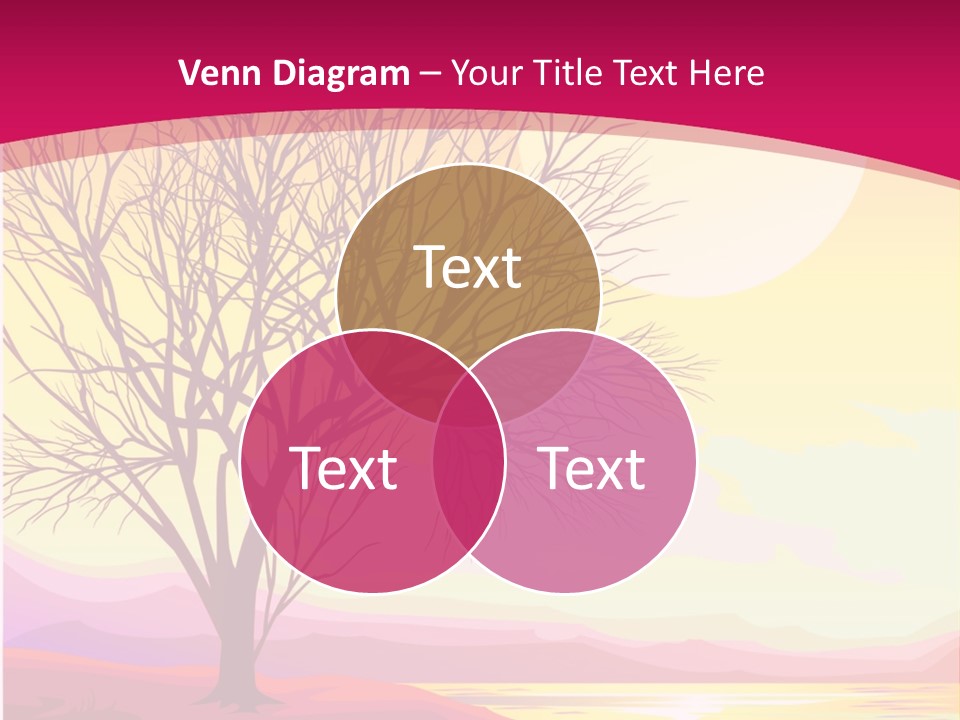 A Beautiful Sunset With A Tree In The Foreground PowerPoint Template