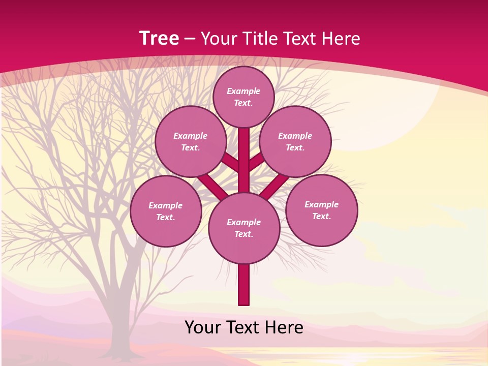 A Beautiful Sunset With A Tree In The Foreground PowerPoint Template