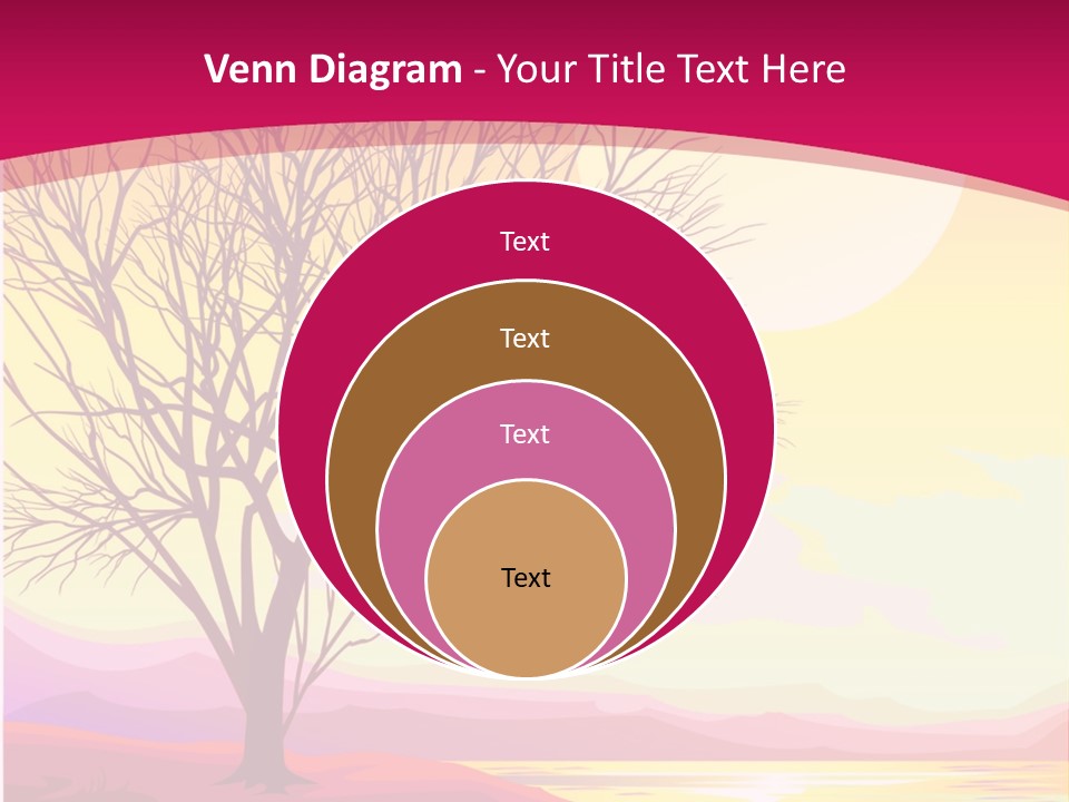 A Beautiful Sunset With A Tree In The Foreground PowerPoint Template