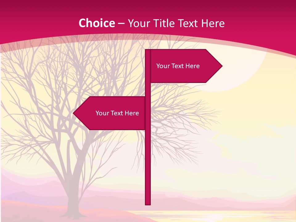 A Beautiful Sunset With A Tree In The Foreground PowerPoint Template