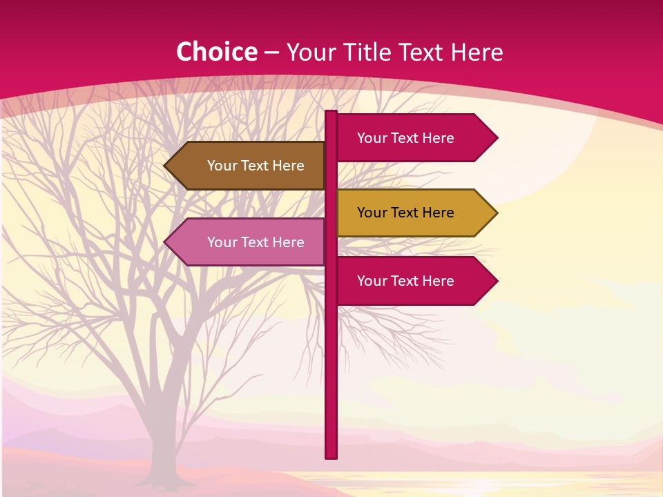 A Beautiful Sunset With A Tree In The Foreground PowerPoint Template