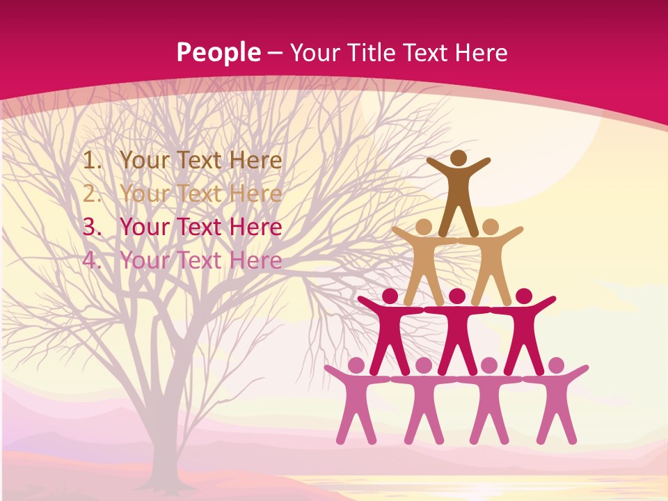 A Beautiful Sunset With A Tree In The Foreground PowerPoint Template