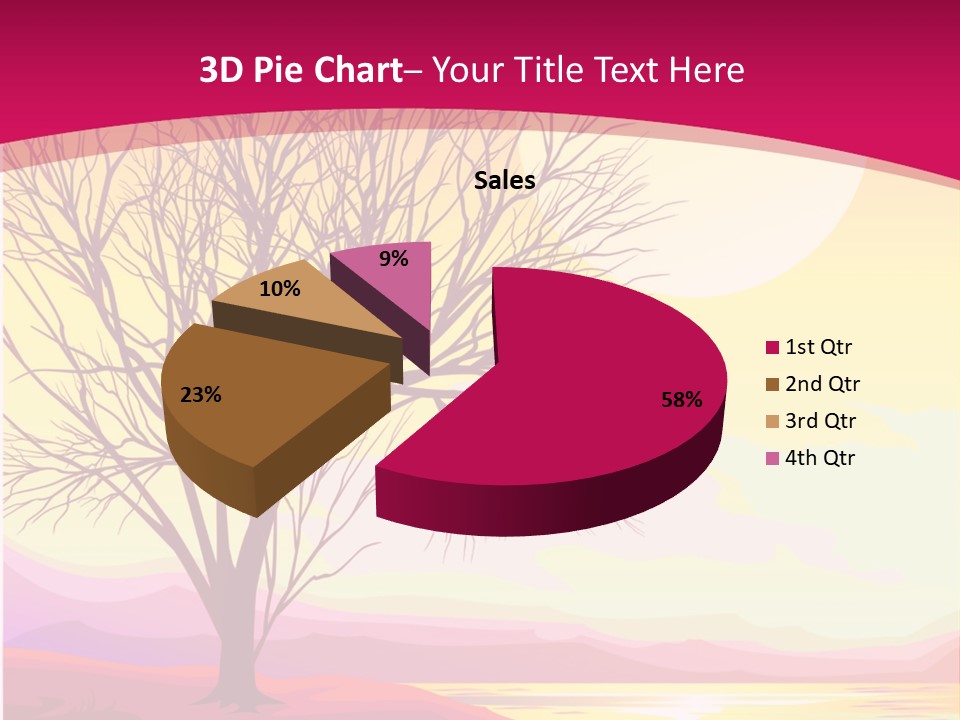 A Beautiful Sunset With A Tree In The Foreground PowerPoint Template