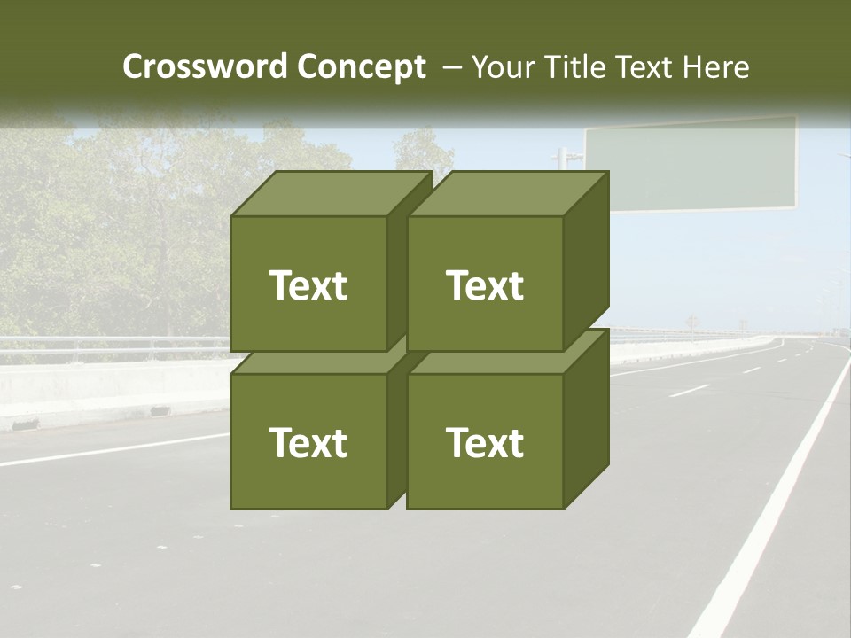 A Highway With A Green Sign On The Side Of It PowerPoint Template