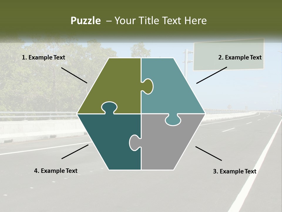 A Highway With A Green Sign On The Side Of It PowerPoint Template
