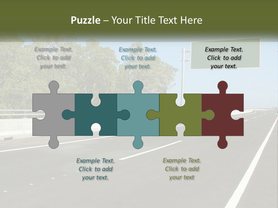 A Highway With A Green Sign On The Side Of It PowerPoint Template