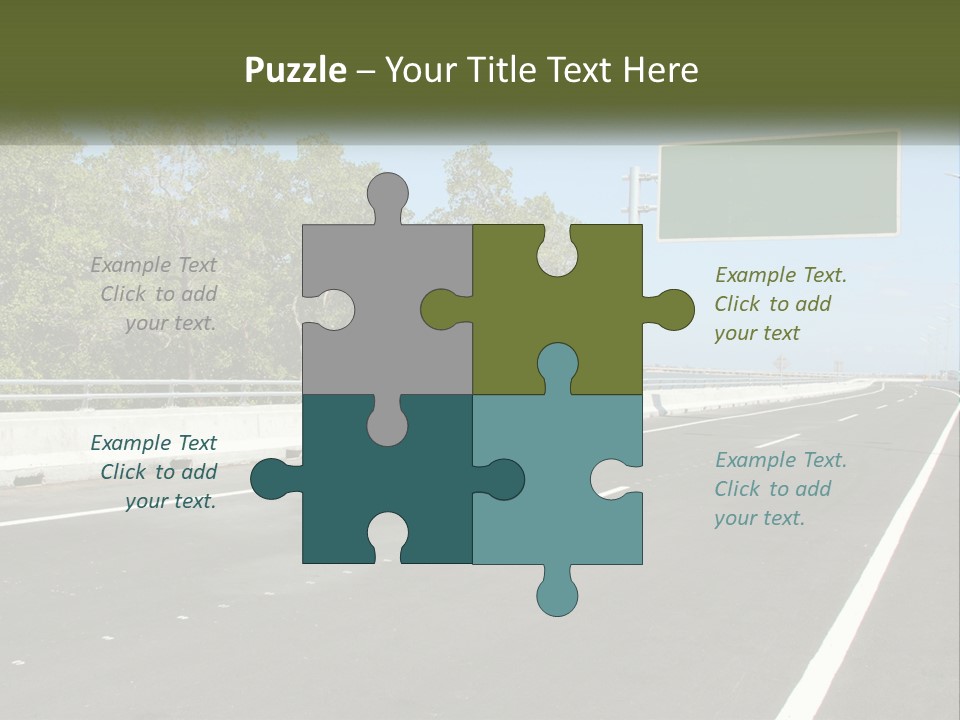 A Highway With A Green Sign On The Side Of It PowerPoint Template