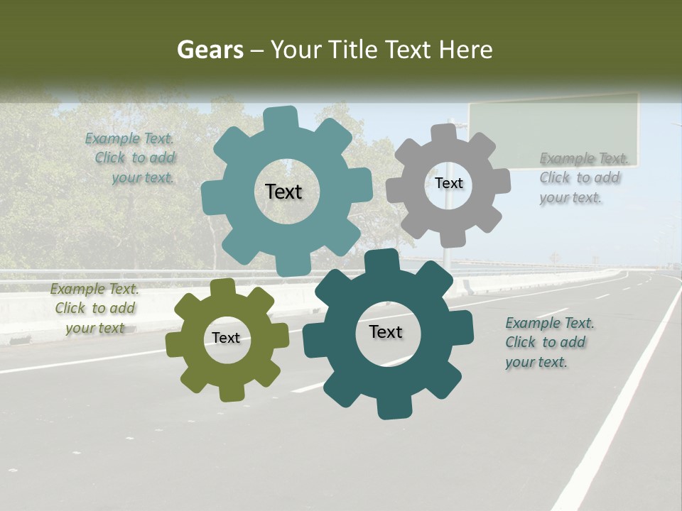 A Highway With A Green Sign On The Side Of It PowerPoint Template