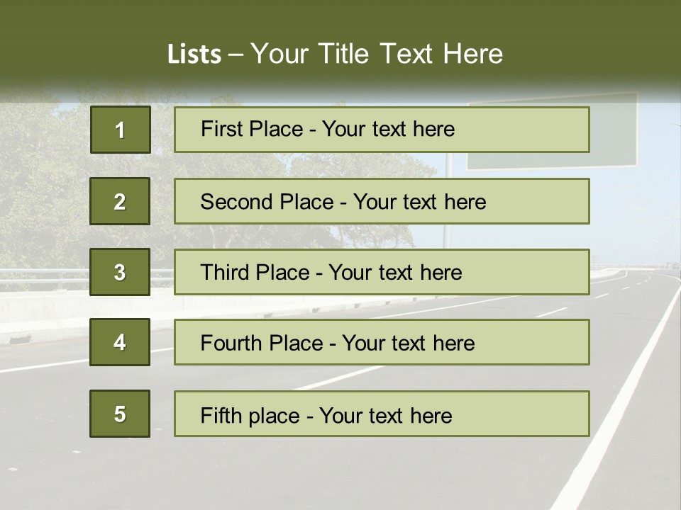 A Highway With A Green Sign On The Side Of It PowerPoint Template