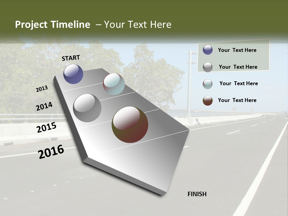A Highway With A Green Sign On The Side Of It PowerPoint Template