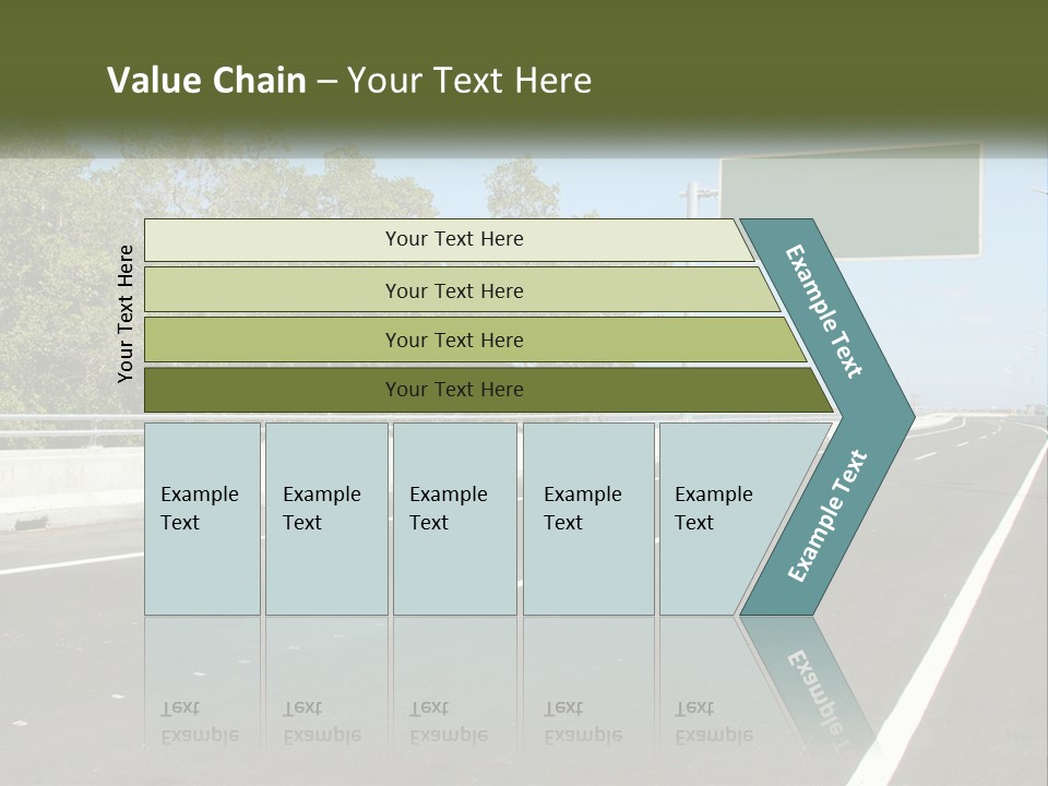 A Highway With A Green Sign On The Side Of It PowerPoint Template