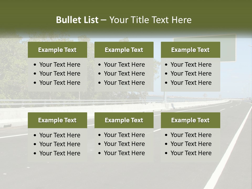 A Highway With A Green Sign On The Side Of It PowerPoint Template