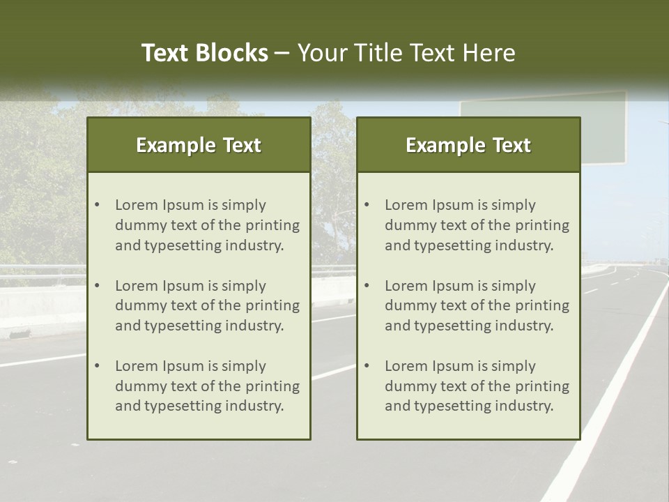 A Highway With A Green Sign On The Side Of It PowerPoint Template