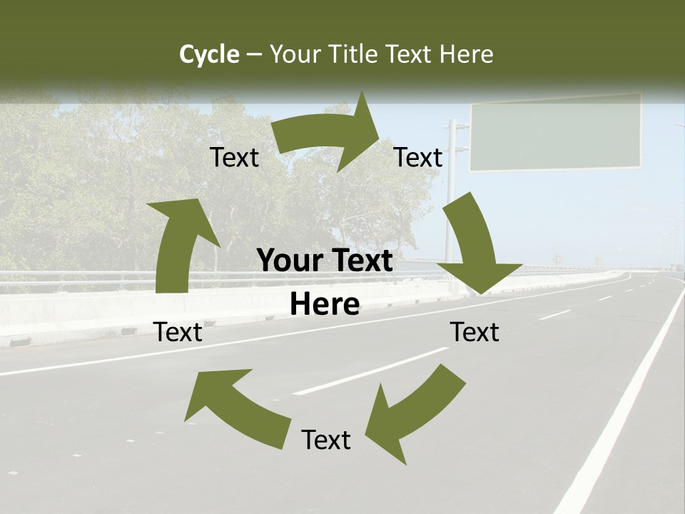 A Highway With A Green Sign On The Side Of It PowerPoint Template