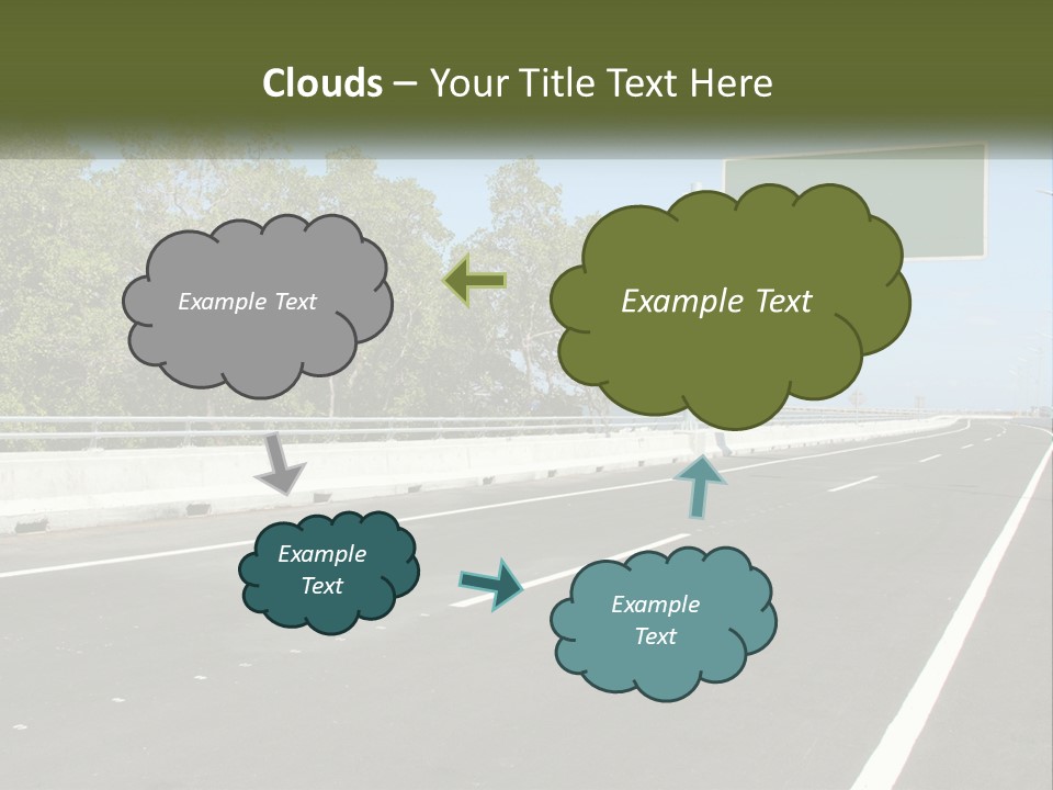 A Highway With A Green Sign On The Side Of It PowerPoint Template
