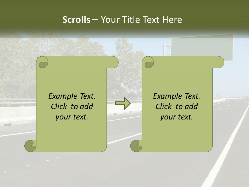 A Highway With A Green Sign On The Side Of It PowerPoint Template
